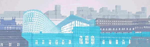 Bilden visar en schematisk stadsmiljö.