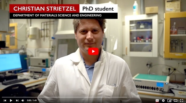 Christian Christian Strietzel, PhD student at the Department of Materials Science and Engineering, has developed an all-organic proton battery.