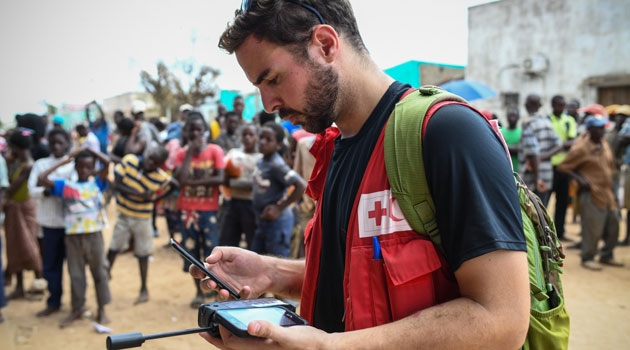 Jamie LeSueur has been volunteering and working in emergency action for many years. This photo is from Moçambique.