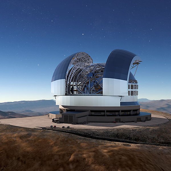 Teleskopet Extremly Large Telescope, ELT i Chile.